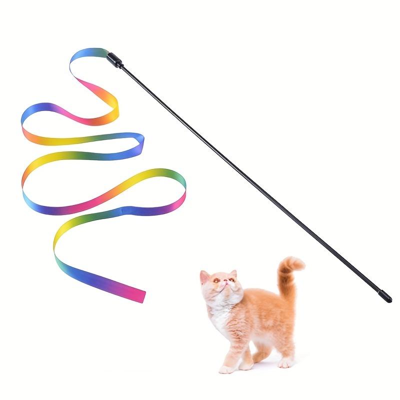 1Pcs Colorful Cat Teaser Stick Double-sided Color Strip Cat Teaser Color Strip Cat Teaser Stick Pet Cat Toy Cat Teaser Stick