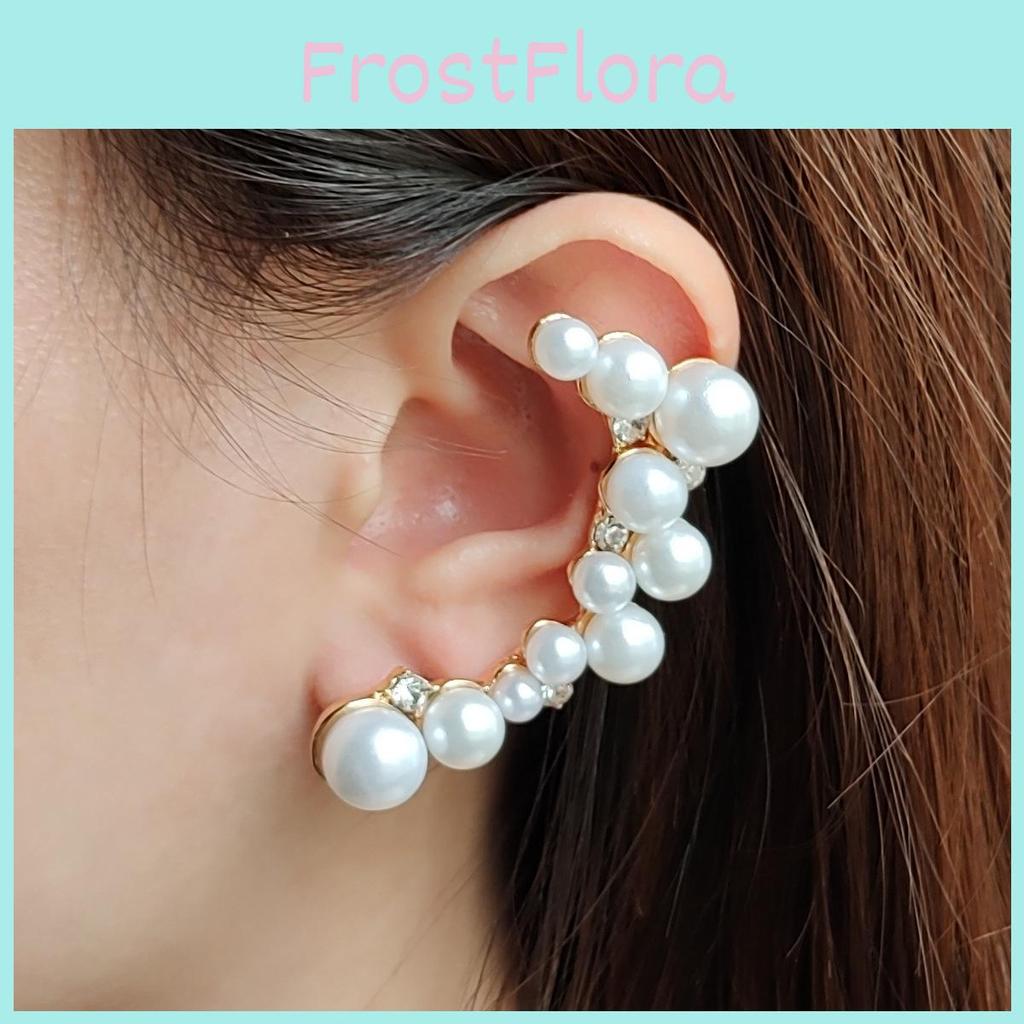 Stylish Simulation Pearl Earring With Sparkling Rhinestones For Women