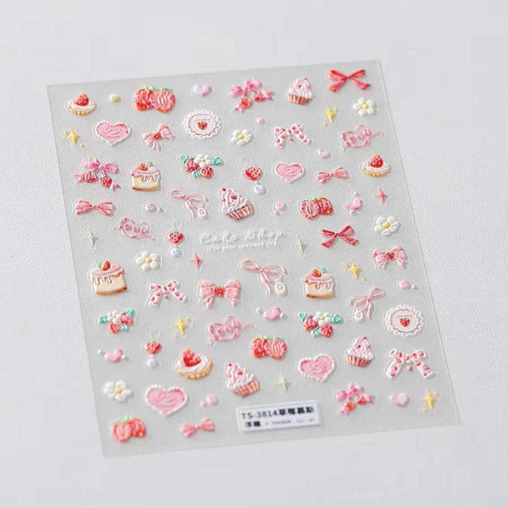 Lovely Strawberry Manicure Decals Muffin Cream Cake Ice Cream Cup Stickers New Nail Art Stickers