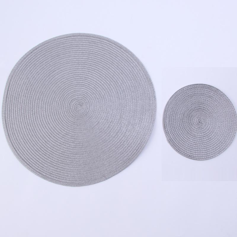 Round Woven Placemats PP Waterproof Dining Table Mat Non-Slip Napkin Disc Bowl Pads Drink Cup Coasters Kitchen Decoration