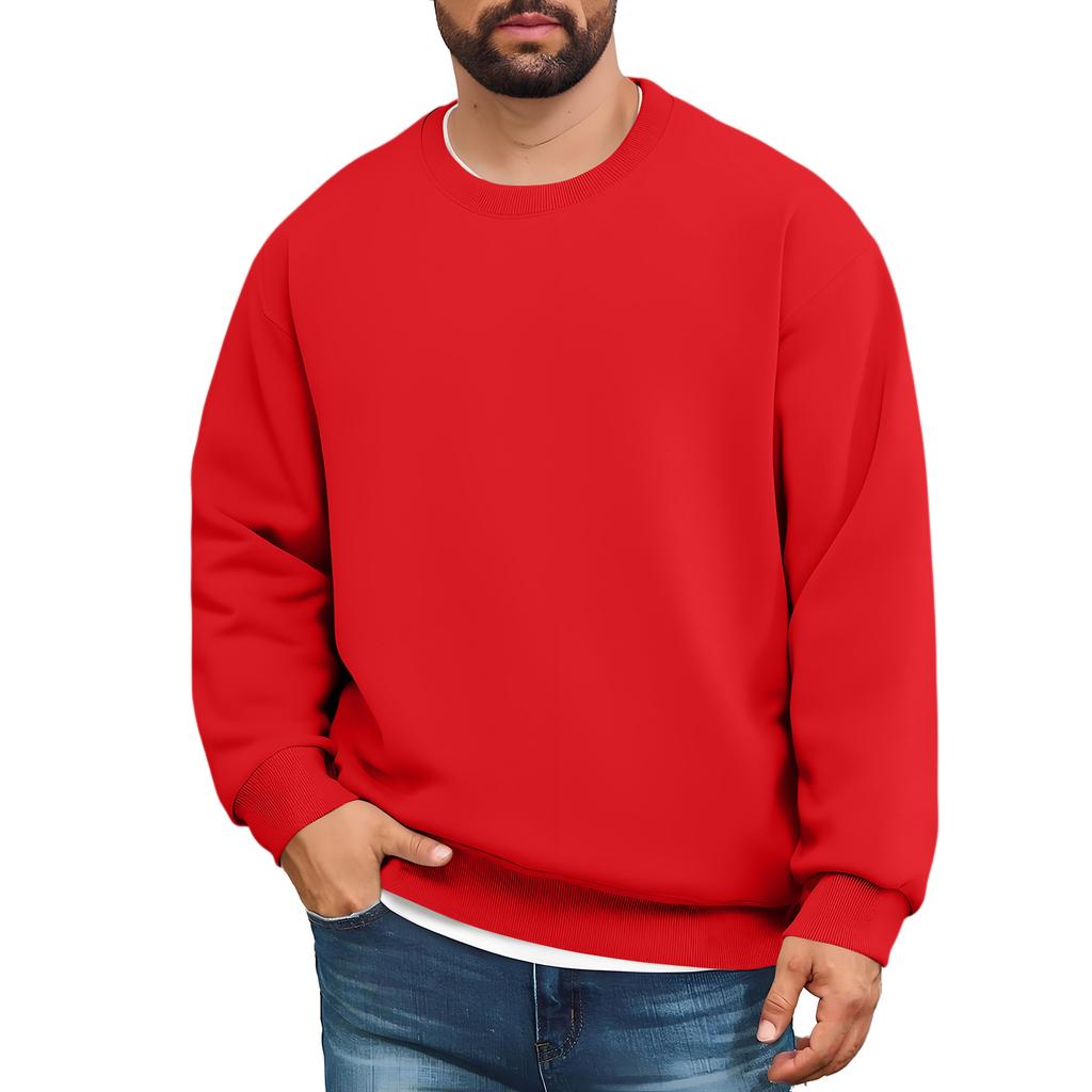 Men's Lined Sweatshirts Premium Heavy-weight Fleece Pullover Thick Thermal Sweatshirts