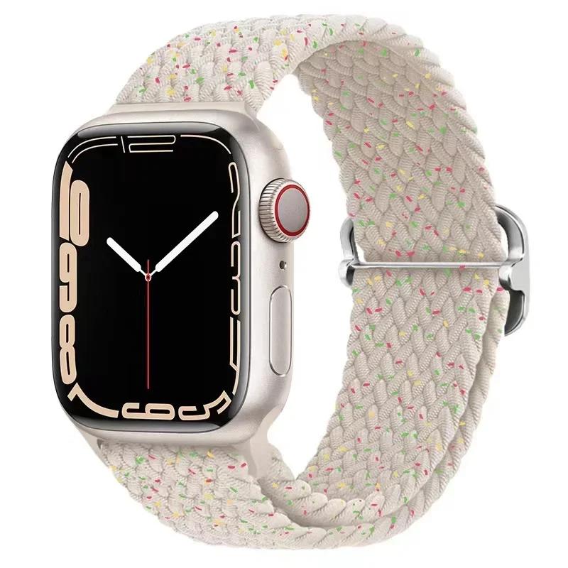 Geflochtener Solo Loop für Apple Watch 10 Band 42 mm 46 mm 45 mm 44 mm 40 mm 9 8 7 6 5 4 SE 2 Verstellbares elastisches iWatch Ultra Nylonband