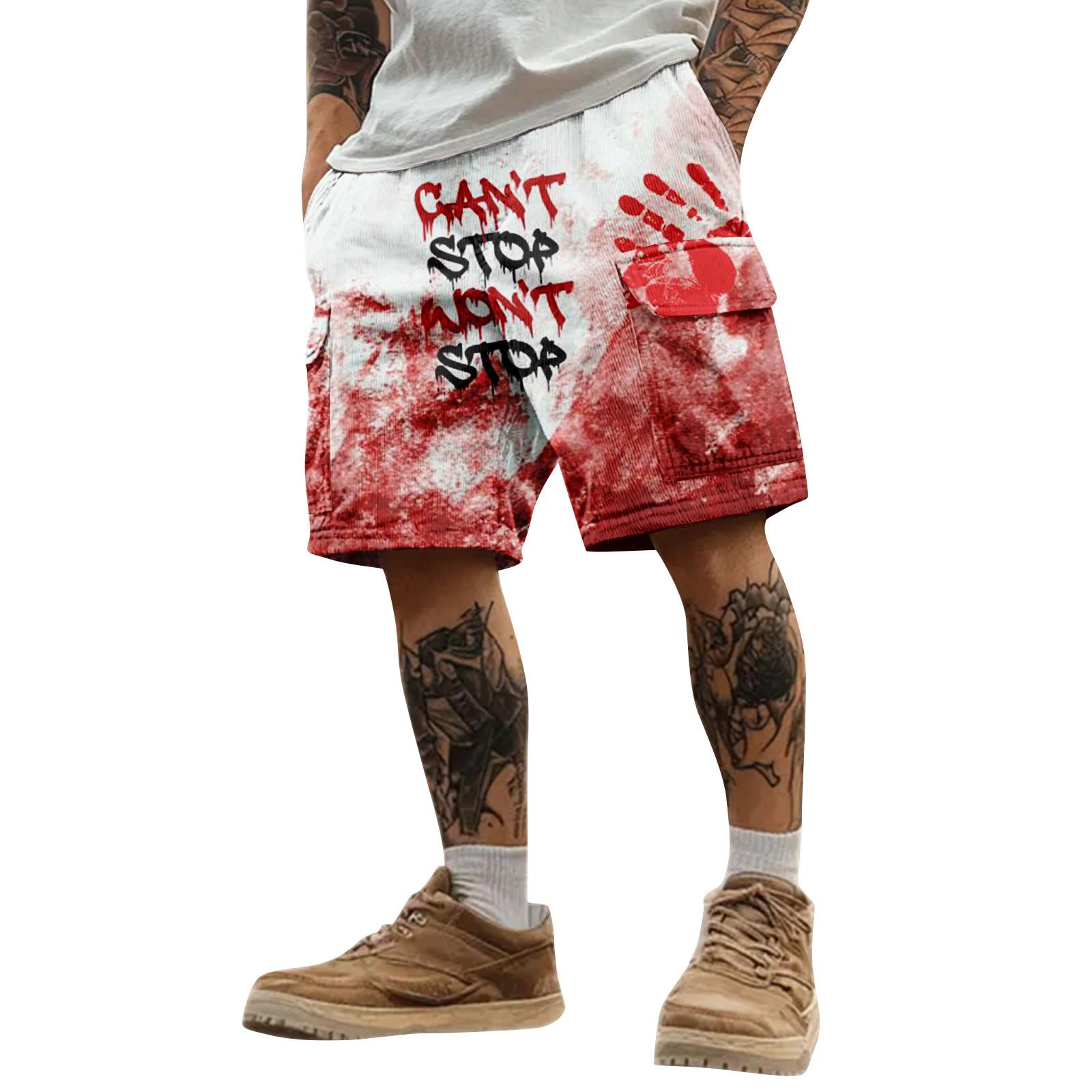 

Мужские спортивные шорты карго с принтом на Хэллоуин, свободного кроя, с несколькими карманами XXL розовый