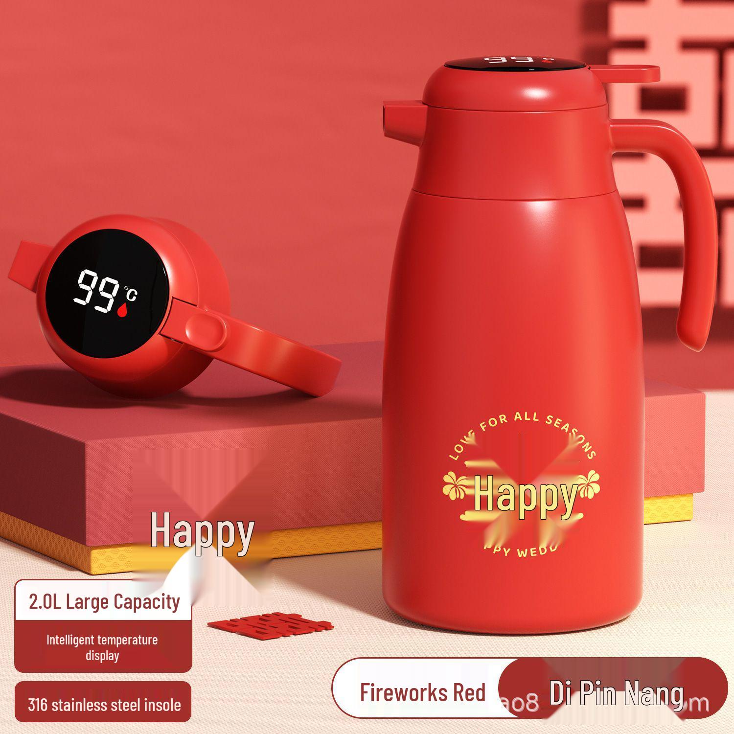 316 Stainless Steel Insulated Thermos Set: Large Capacity Hot Water Bottles for Weddings 2L [Holds 4 Jin of Water]
