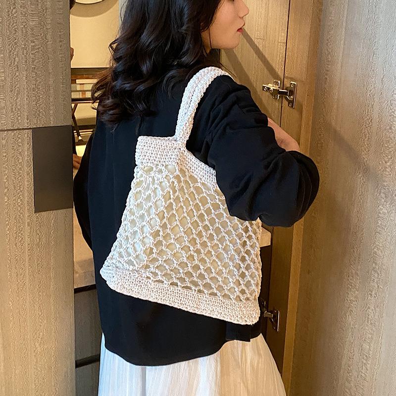 Borse da spiaggia per le vacanze Borsa intrecciata traforata Estate Nuova moda per il tempo libero Borsa a tracolla da viaggio Grande capacità Shopper Tote