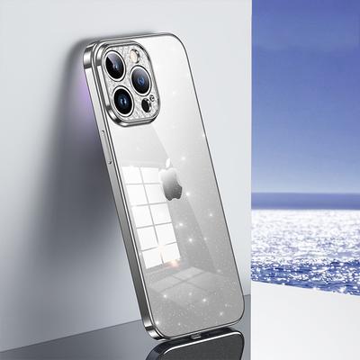 SULADA For iPhone 13 Pro Max 6.7 Inch Glitter Soft TPU Phone Case Rhinestone Decor Electroplating Cover