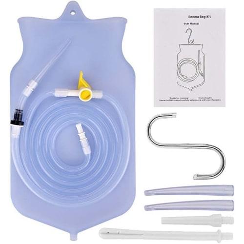 Enema Kit, 2L Large Capacity Enema Bag Set for Colon, Vaginal, and Anal Cleansing, Includes Reusable Silicone Hose, Ideal for Constipation Relief, Det