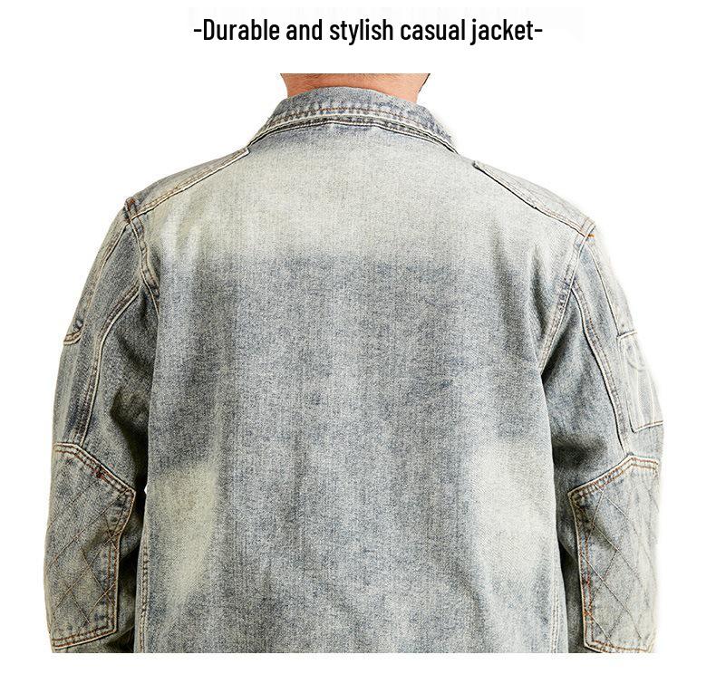 Xintang Men's Distressed Denim Jacket - Trendy Cool Loose Fit Workwear