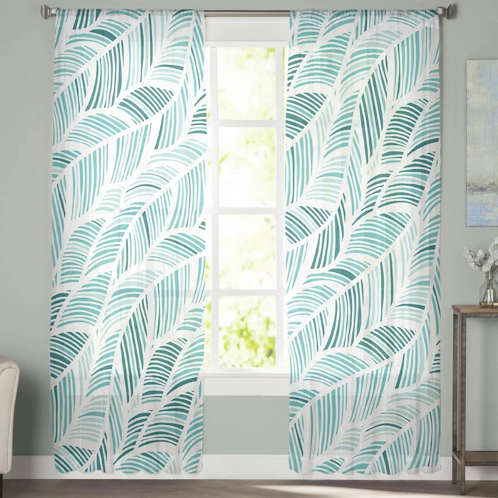 Abstrakt strand textur sommar sovrum transparent skira gardiner Holiday dekoration fönster Voile tyll gardin
