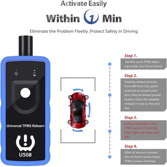 TRISCO Tpms Relearn Tool U508 Universal For GM Jeep And Ford Chrysler Dodge Tire Pressure Monitor Sensor TPMS Reset Activation Tool 2025 Edition