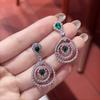 Luxury Hollow Lace Emerald Ladies Claw Diamond Earrings Large Water Drop Crystal Earrings Full Diamond Tassel Earrings