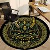1PC Demon Mask Office Round Rug, Non slip, Soft and Durable Office Rug for Interior Decoration, Perfect for Office