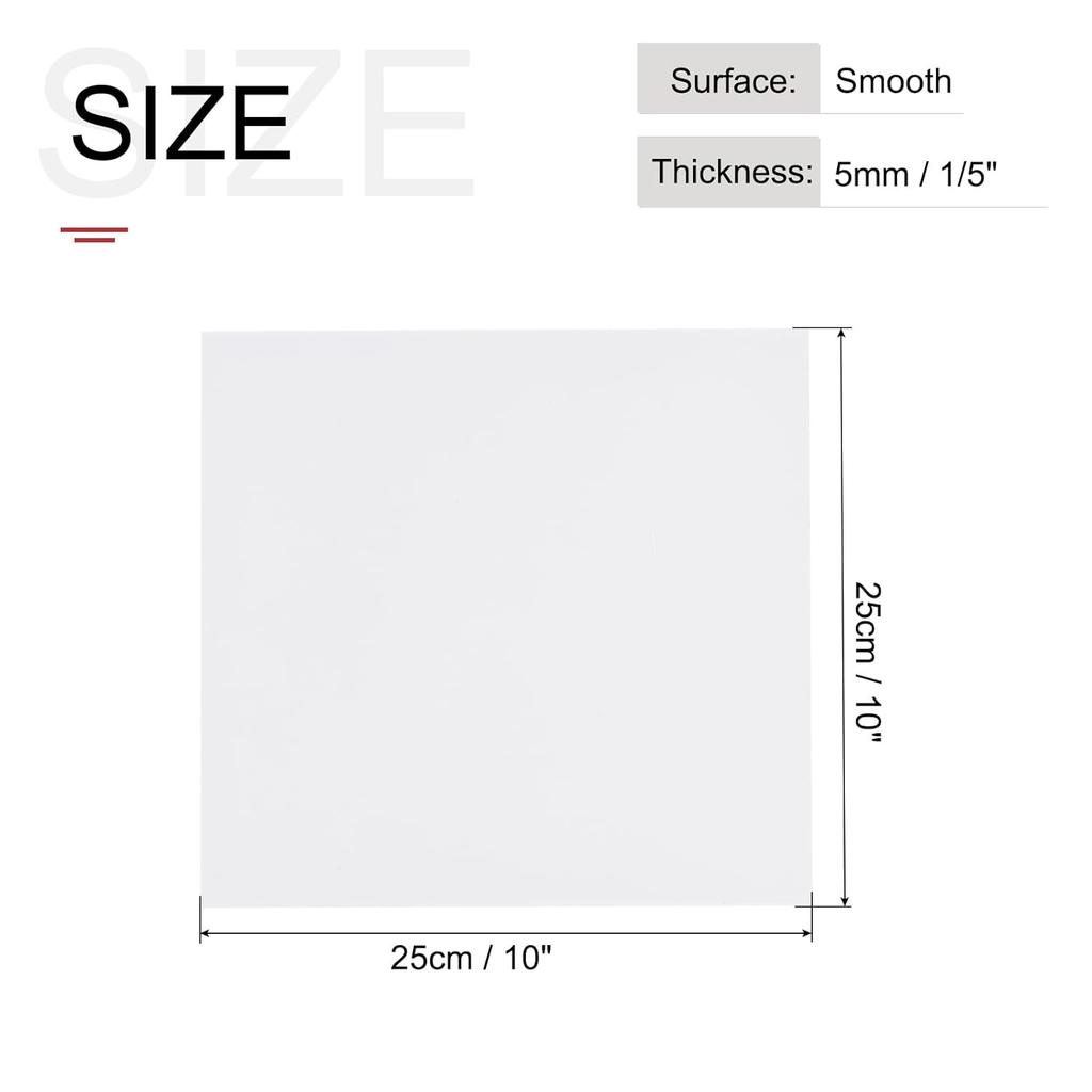 MECCANIXITY ABS Plastic Sheet 10 Inch x 10 Inch x 0.2 Inch ABS Styrene Sheets for Building Model DIY Crafts Panel White