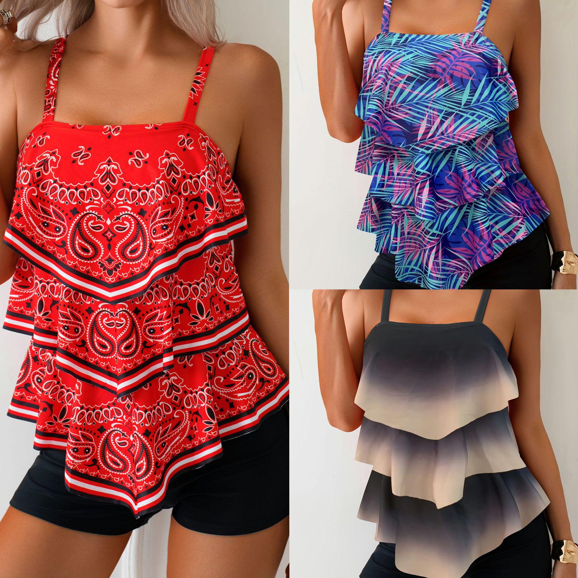 

2025 European & American Retro Flat-Leg Tummy Control Slimming Tankini S
