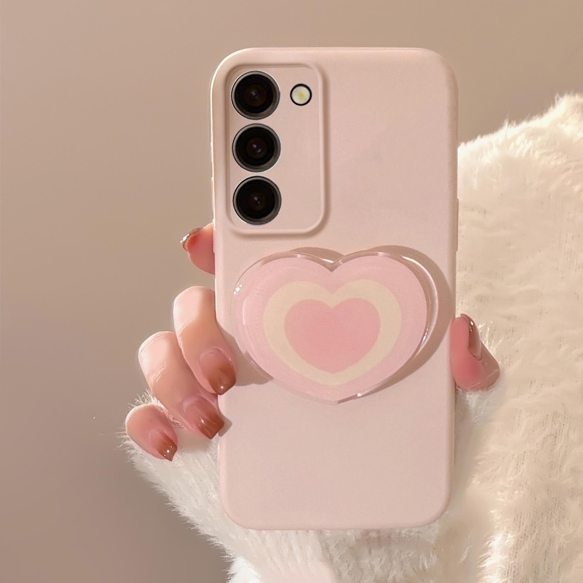 

Чехол-подставка для телефона Samsung Galaxy A54 A13 A12 A14 S24 S23 Ultra S22 Plus A53 A23 A21S S23+ 3D Pink Love Heart Жесткий противоударный чехол для телефона из ПК S22