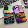 Yellow Sunset Mountain Phone Case For iPhone 15 14 Plus 14 15 11 12 13 Pro Max Mini Natural Scenery Shockproof Matte Laser Cover