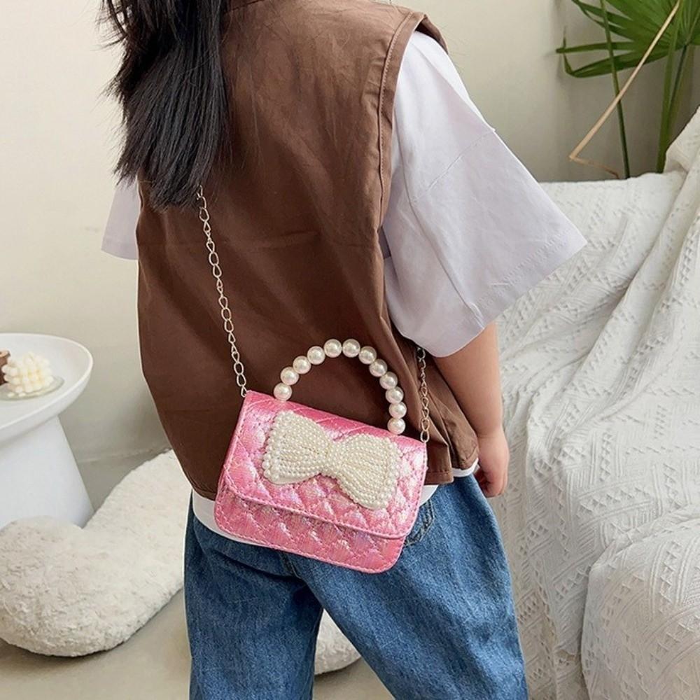 Mini Bow Crossbody Bag Korean Style Children Coin Purse Simple Pearl Handbag  Kids