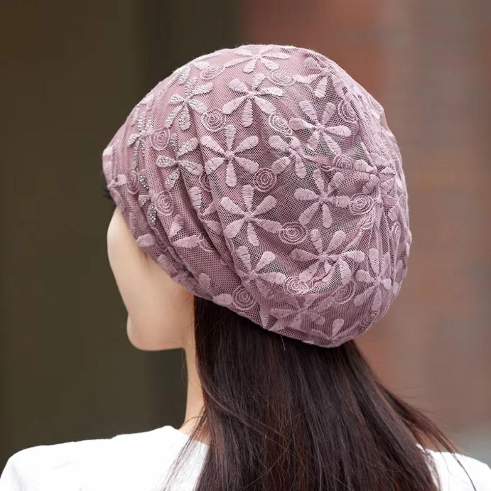 Thin Cotton Summer Beanies Cap Hollow Out Crochet Slouchy Hat Fashion Elastic Chemo Cap