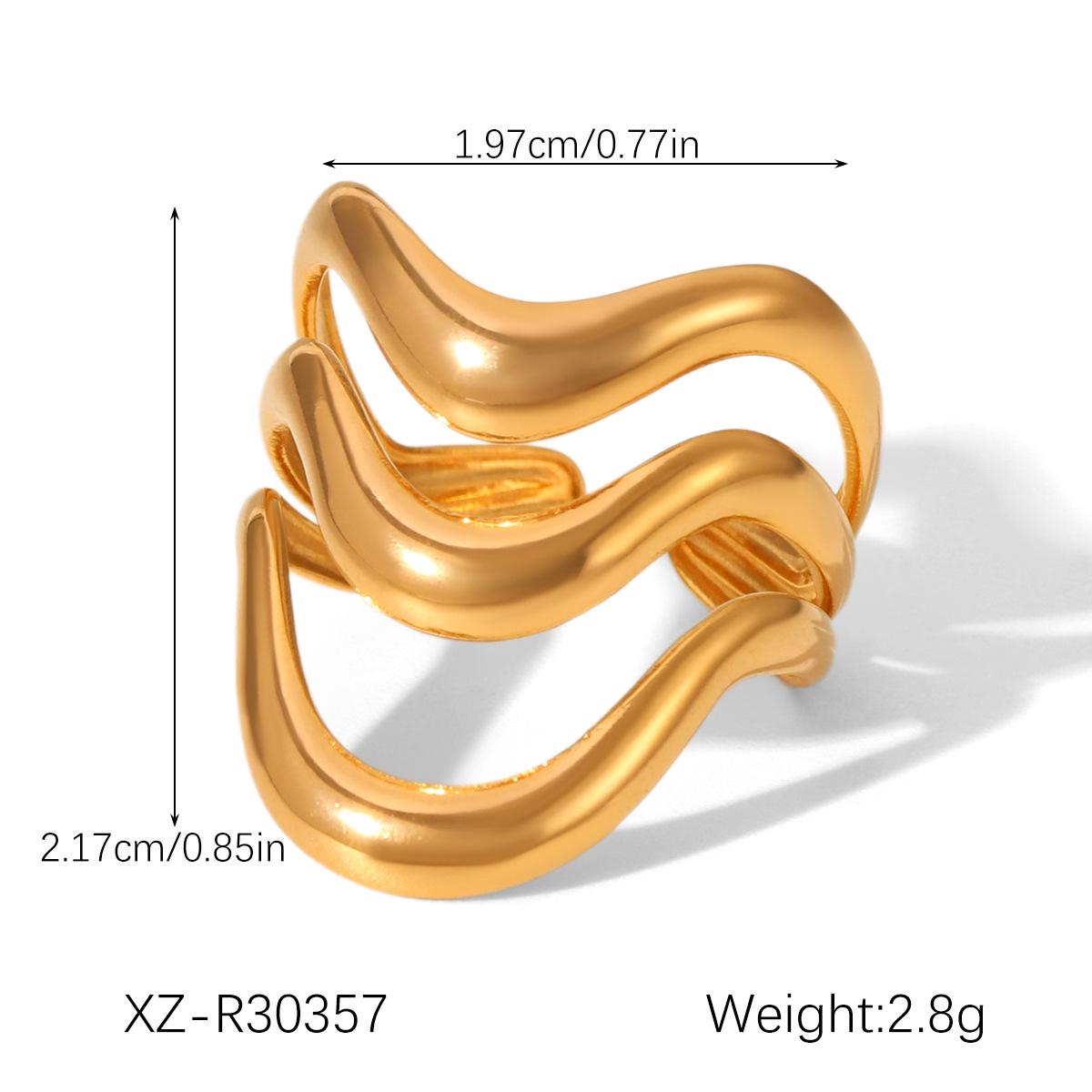 

Европейское и американское геометрическое трехслойное полое золото и серебро открытое кольцо