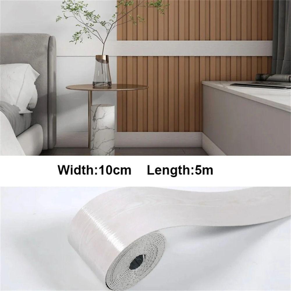 10cmx5m Self-Adhesive Skirting Board Waterproof Removable Background Wall Wallpaper Stain-resistant Marble Wallpaper Sticker