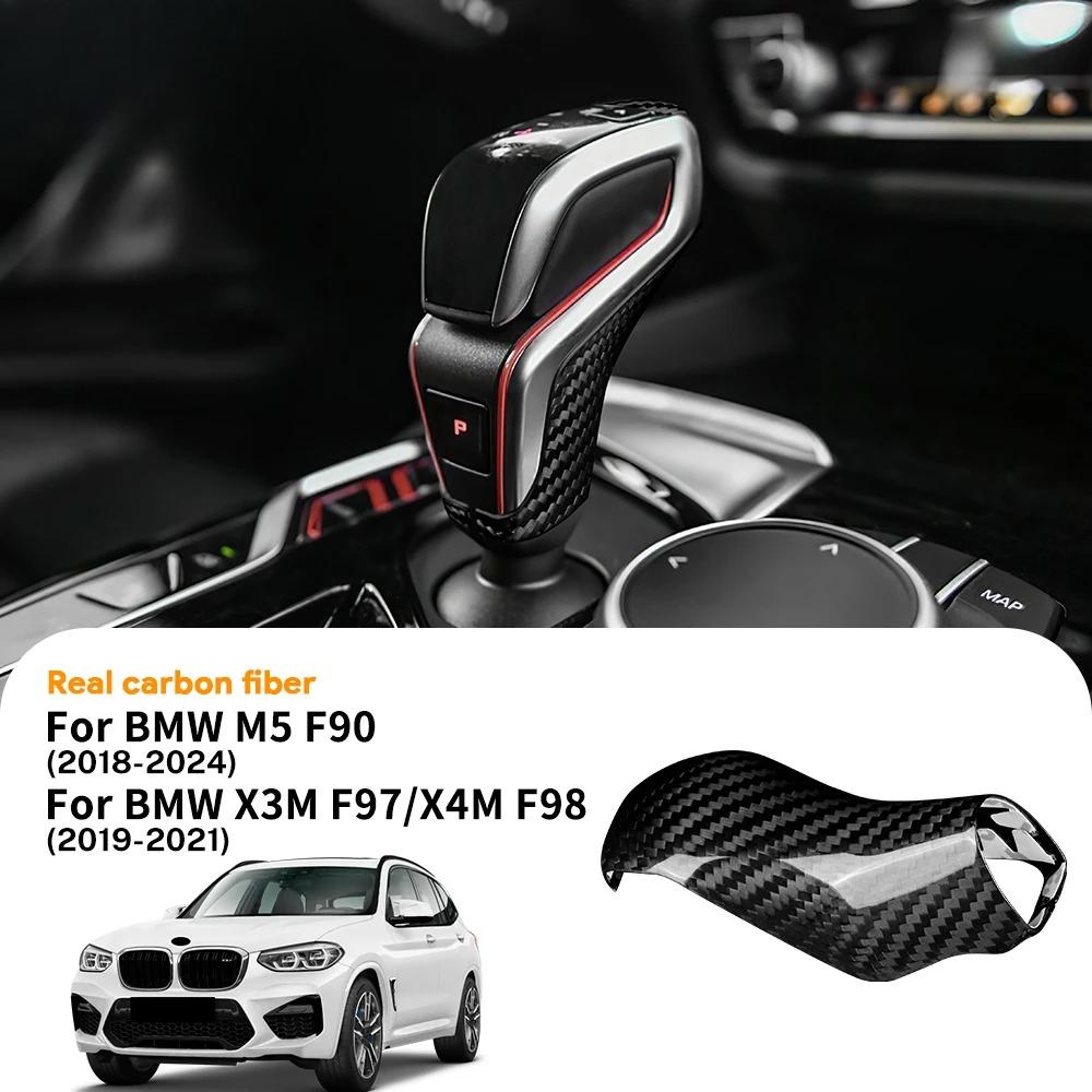 AAACF1 Real Dry Carbon Fiber for BMW F90 M5 F97 X3M F98 X4M 2019-2023 Automatic Shift Gear Knob Trim Cover Car Retrofitting Accessories