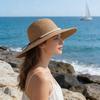 Beach Hat with Imitation Pearl Accents Full Face Sun Protection Flat Top Large Brim UV Blocking Summer Straw Hat