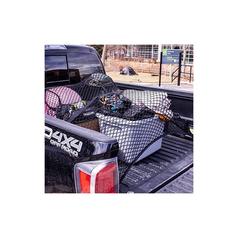 SENYAZON High-Elasticity Cargo Net, Simple Truck Bed Cargo Mesh Organizer, Ideal for Daily Light Load Trucks, Stretches from 4ft X 4ft To 7ft (Single