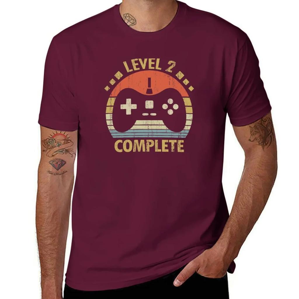 2nd Wedding Anniversary Gift  Level 2 Complete Video Gamer TShirt graphic tee shirt anime t shirts men t shirts high quality
