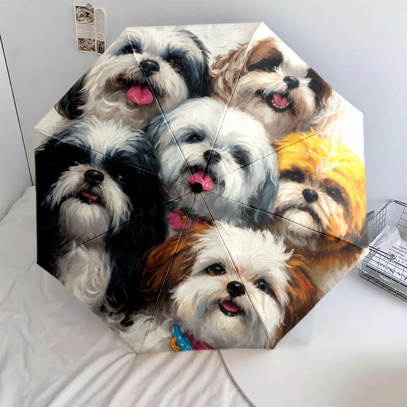 A Group of Dogs pattern, automatic folding umbrella, portable and foldable design, 8 ribs, a Christmas or birthday gift.