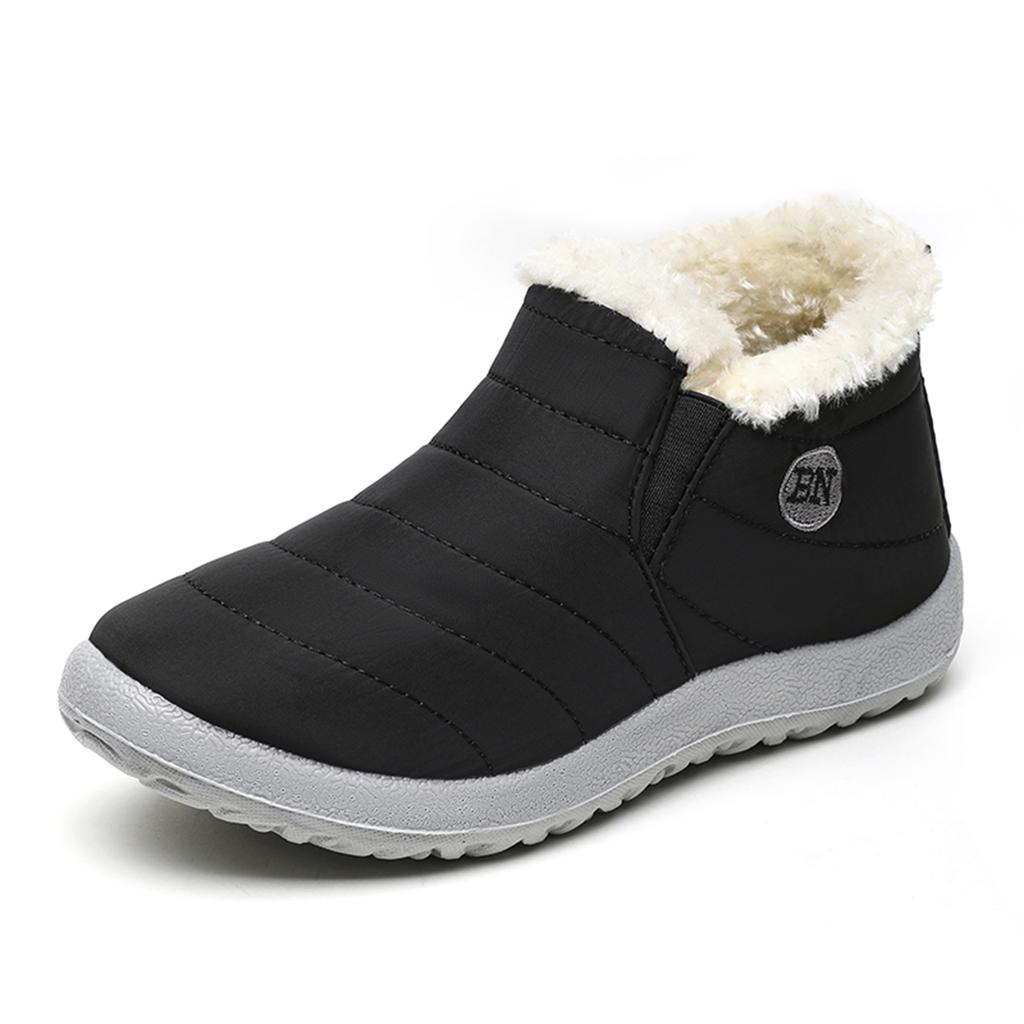 Schnee Damenstiefel Schwarze Schuhe Damen zum Hineinschlüpfen Damen Stiefeletten Pelz Knöchelhohe Stiefel Wasserdicht Paar Weich Botas Mujer Winterstiefel Damen