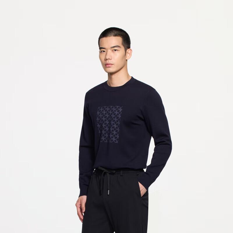 

K-Boxing Men s 100% Wool Round Neck Jacquard Knit Sweater M