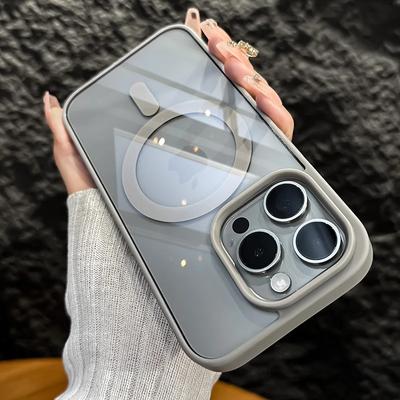 Funda de Teléfono Transparente Magnética de Lujo a Prueba de Golpes Para iPhone 15 14 13 12 11 Pro Max Plus Cubierta Móvil Magsafe Protección de Lente Funda