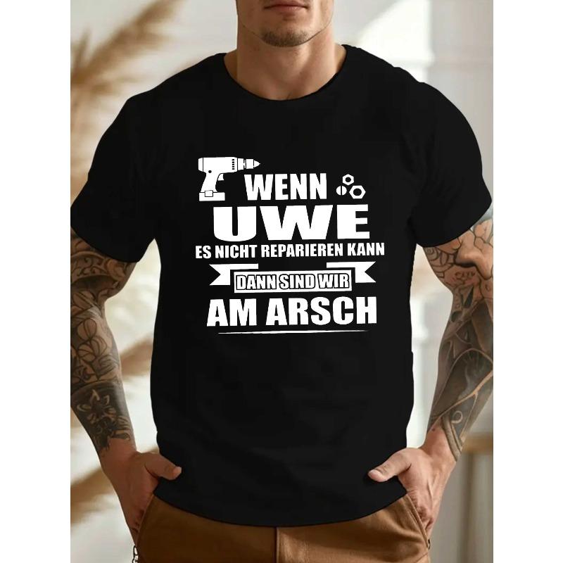 

Мужская футболка большого размера с забавным немецким мятым дизайном Свободная, Крутая, Повседневная, Модная S чёрный