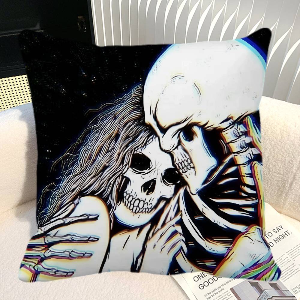 Simple Skull Love Married In Love Pillow Case Square Pillow Bedroom Sofa Leisure Comfort Cushion Car Home Decoration