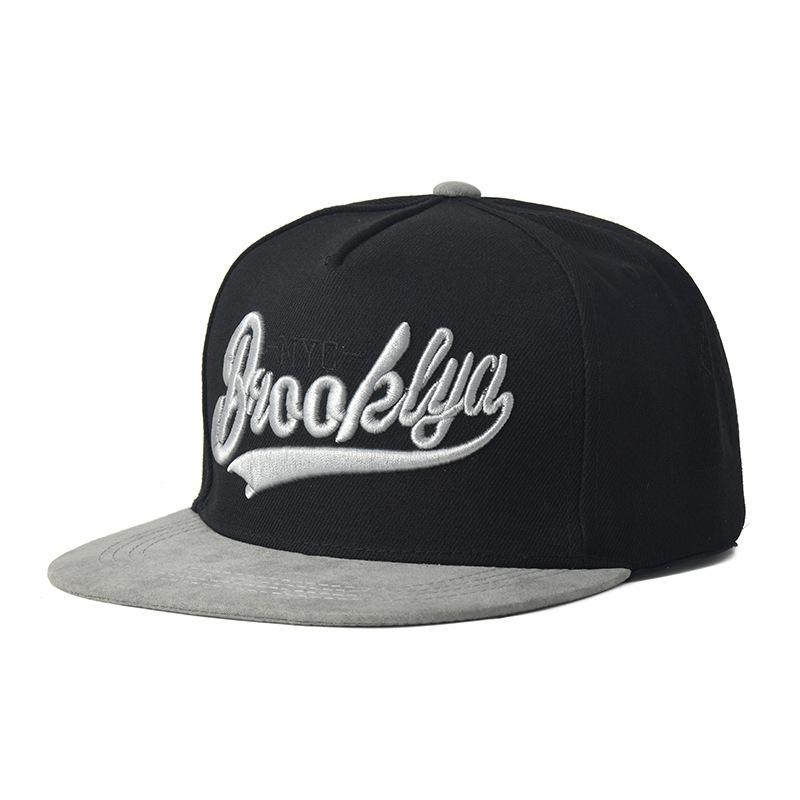 Popular, Brooklyn baseball cap, flat edge embroidered visor, American street hip hop straight hat