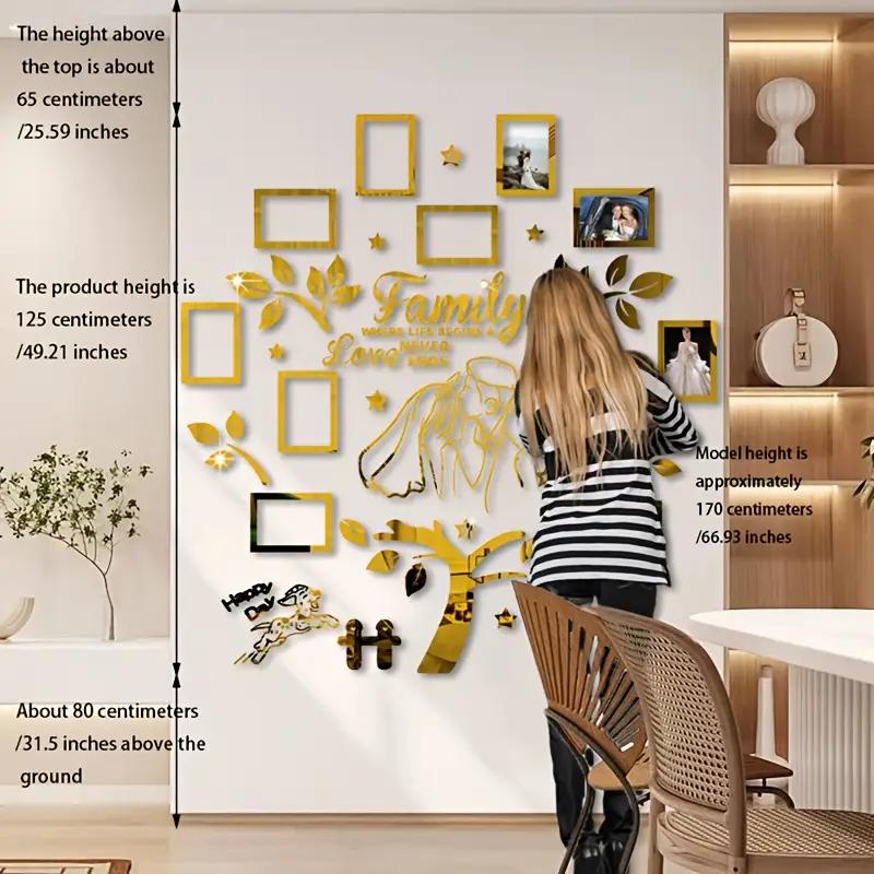 Wedding Couple Acrylic Family Photo Tree Wall Stickers for Living Room DIY Photo Frame Decal Art Tree Home Decorative 125x120cm