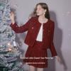 Xiangying Festive Red Tweed Two-Piece Suit