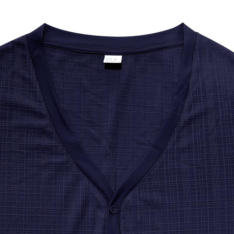 Mens V Neck Short Sleeve Solid Color Button Front Casual Summer T Shirt