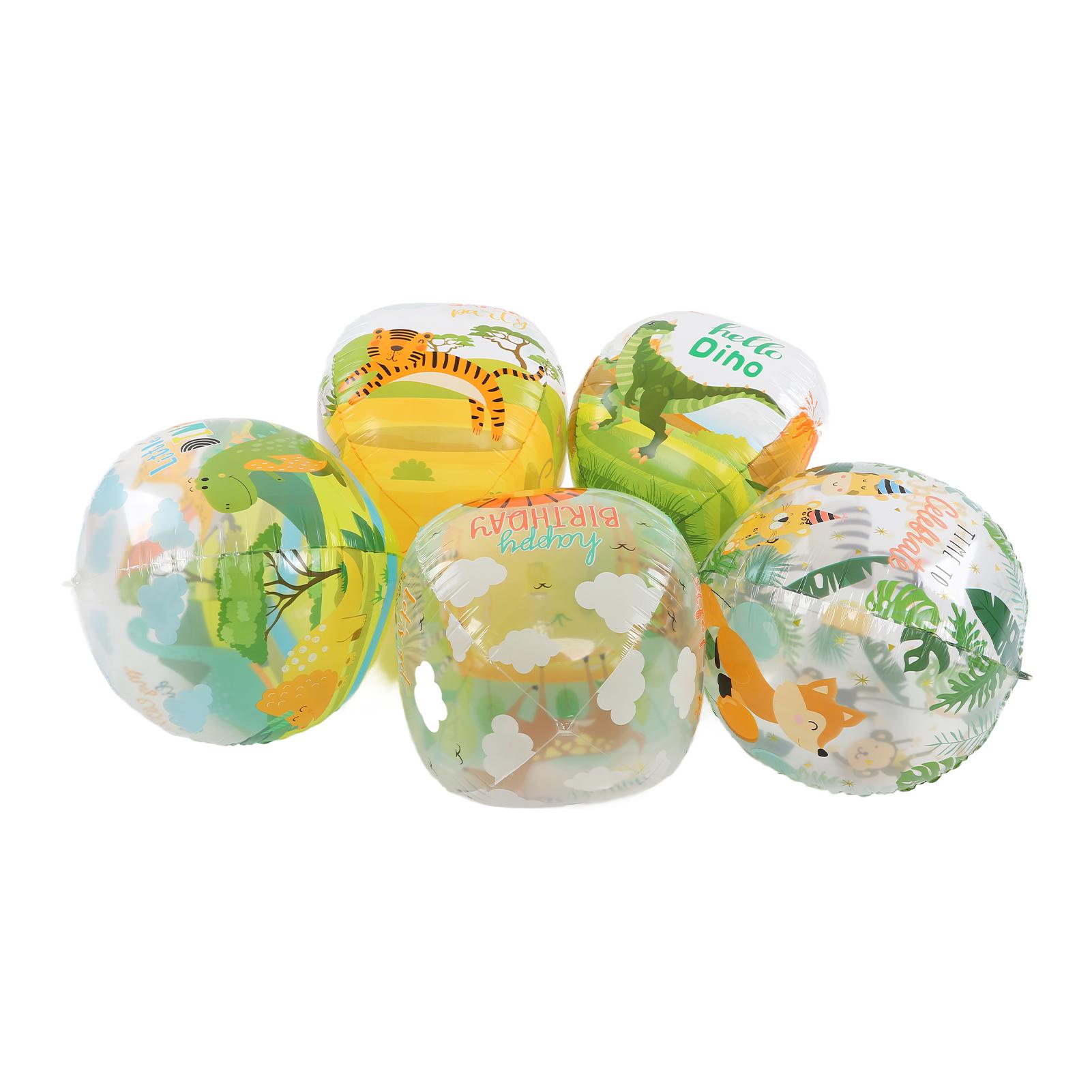 

5 шт. 22-дюймовых 4D шаров с животным принтом, многоразовые ПП шары с животными, автоматическая запайка, несколько узоров с животными, шар сафари