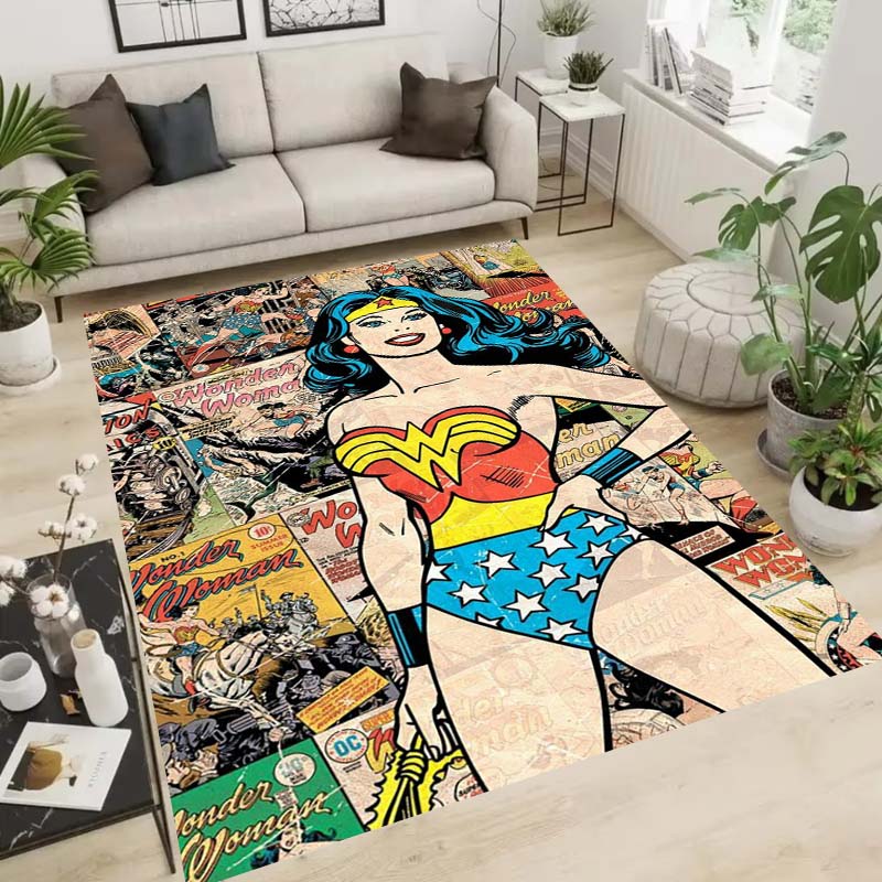 Wonder Woman pattern rug, suitable for living room, bedroom, bedside, balcony and other places, Nordic style decorative rug,