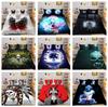 3D Horror Patterned Printed Bedding Set with Skull Head Pattern Down Duvet and Pillowcase 2/3 Pieces Halloween Festive Atmosphere Home Decoration