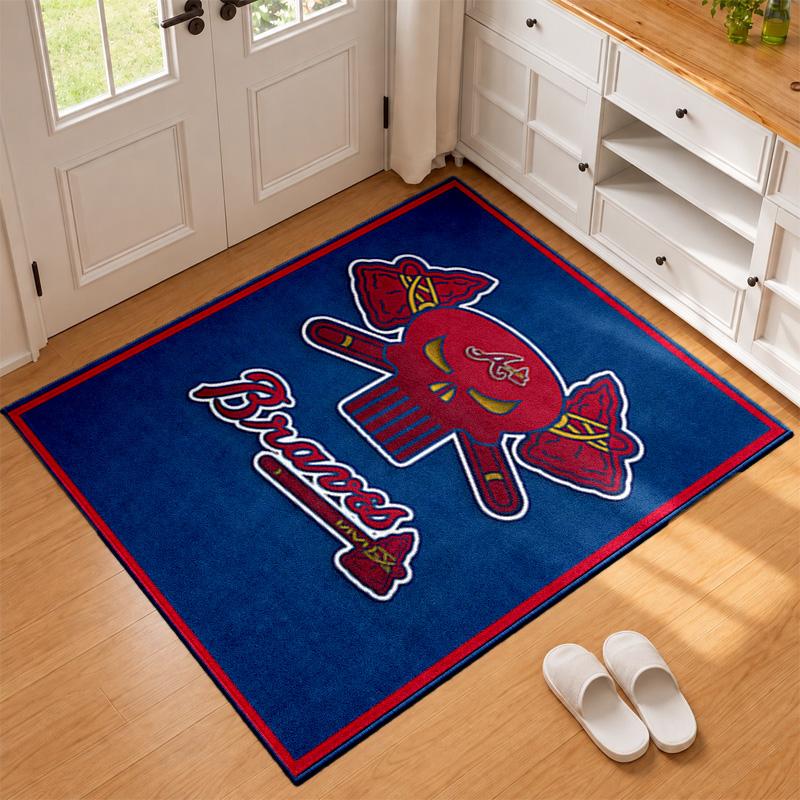 Atlanta Braves Carpet Door Mat for Living Room or Bedroom Protective Mat Under Chair Office Decoration Christmas Gift Birthday Present