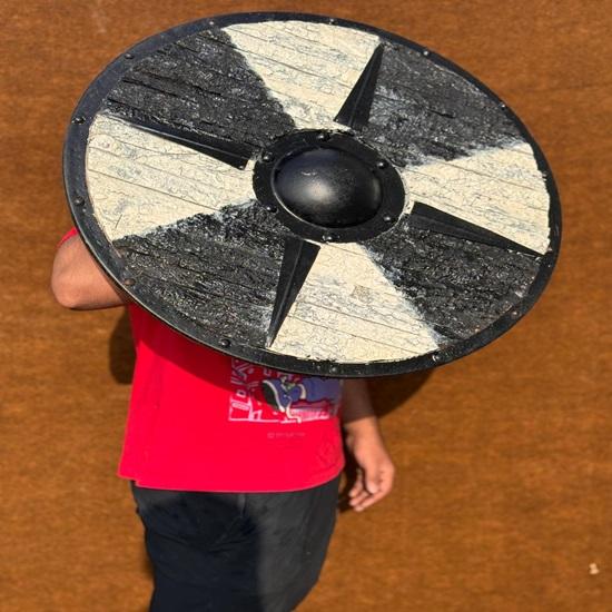 60.96 Cm Viking Bark Shield Authentic Handcrafted Battleworn Design, Perfect for Collectors Reenactments