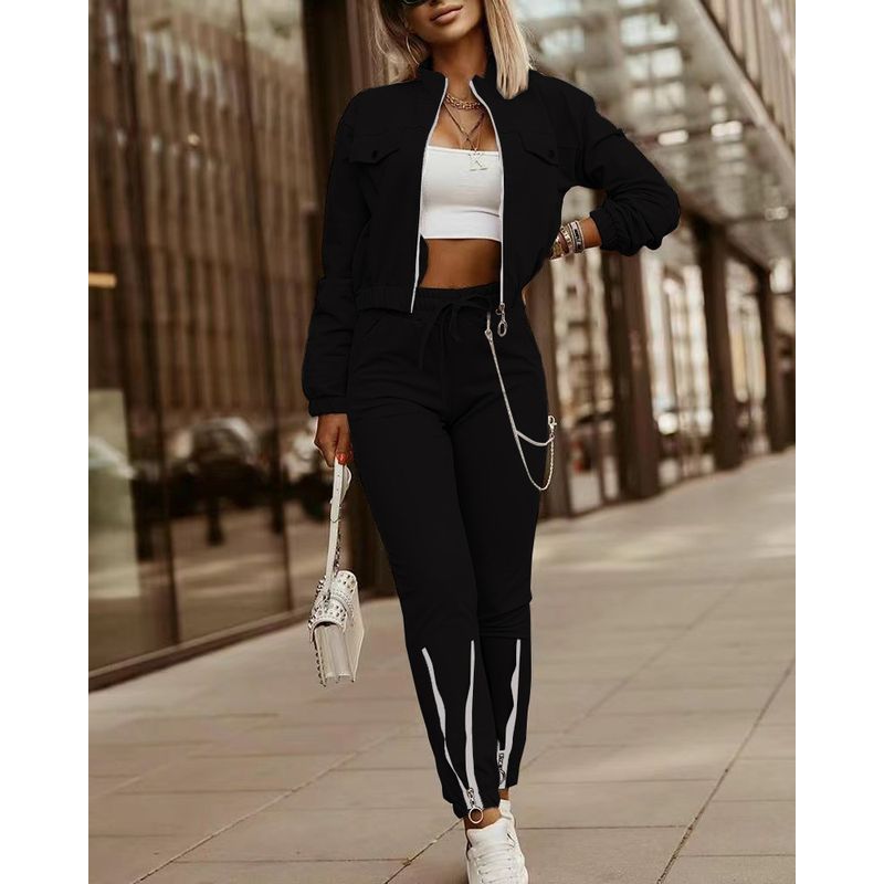 Long Sleeve Top and Pants Set Fashion Long Sleeves Tops + Drawstring Pants Casual Suit