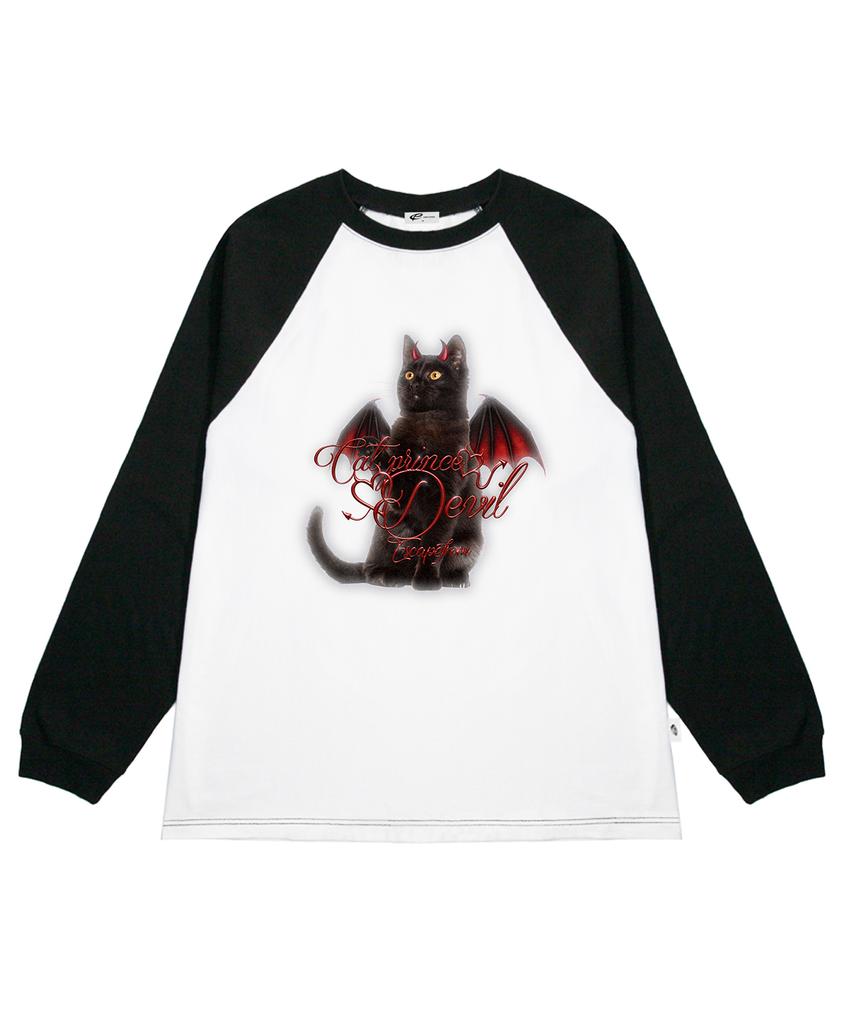 ESCAPEFROM Cat Prince Devil Print Long Sleeve Black