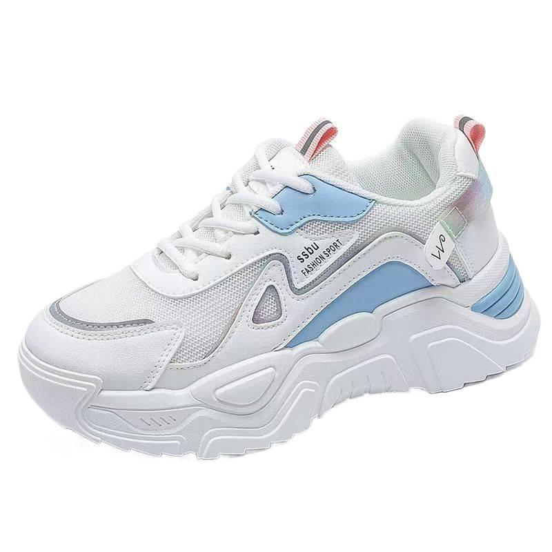 Niche Thick-soled Round-head Mesh Breathable Shoes Autumn Dad Shoes Campus Wind Shoes