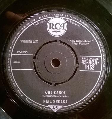 7inch Record NEIL SEDAKA - Oh! Carol 45RCA1152 RCA 1959 UK Pop Used