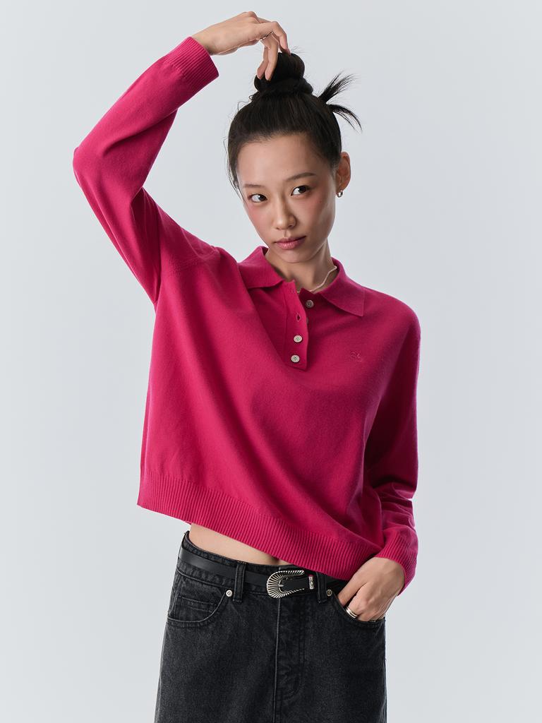 Bb' BENETTON Collared Knit Top (Pink)