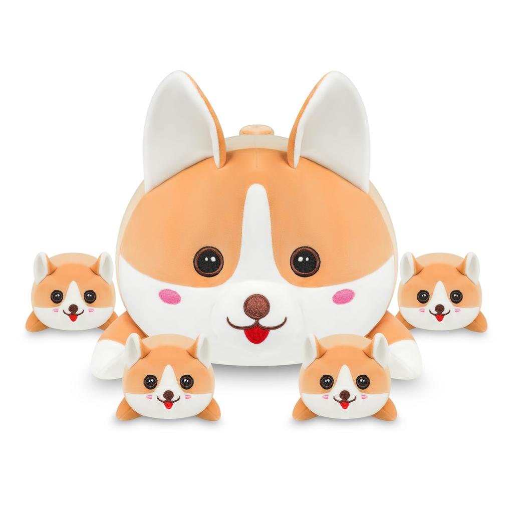 Puffpals Corgi Dog Plush Pillow Set, Fluffy and Squishy, Perfect as a Gift