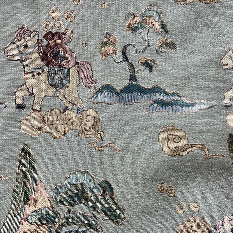Ethnic Chenille Jacquard Fabric for Children s Qipao & Hanfu DIY Projects светло-зеленый